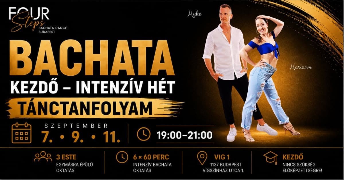 Kezdő Bachata – Intenzív Hét | szept. 7., 9., 11. esemény borítókép helye